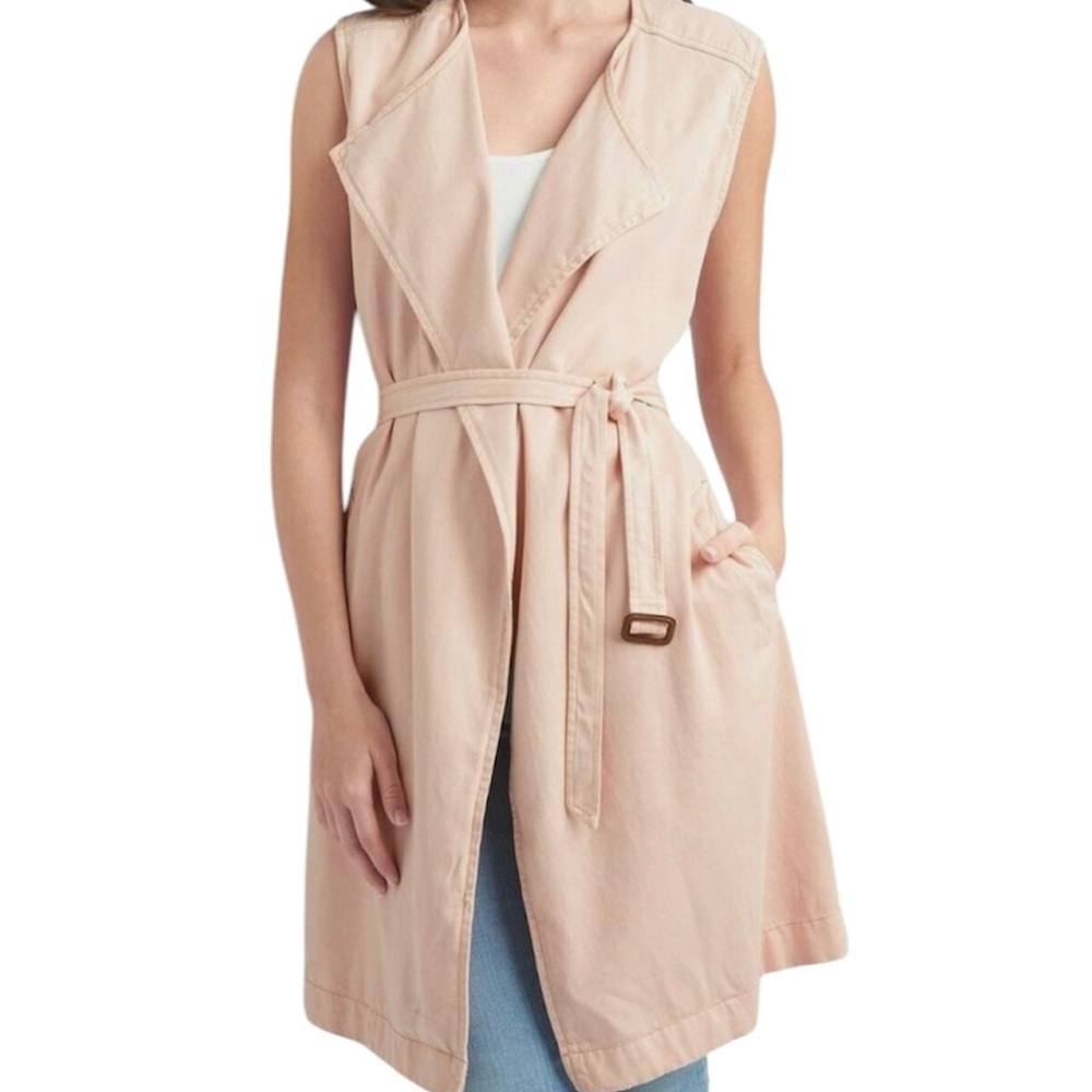 GAP Women's Sleeveless Front Tie Trench Dress - Light Pink #92